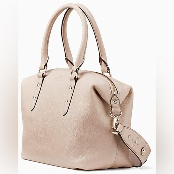 Kate Spade Larchmont Avenue Mini Layla Blush Cream Pebbled Leather Studs EUC